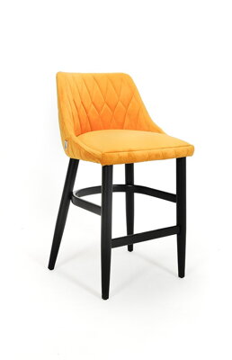 ALBERTA  barová stoličky 65 cm s dekoračným prešitím a drevenými nohami
