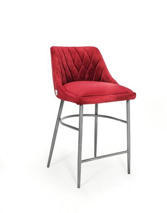 ALBERTA barové stoličky 65 cm s kovovými nohami a dekočaným prešitím