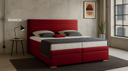 BIANCA - set  BOXSPRING posteľ - 200x200 cm s úložným priestorom súčasťou postele je matrac Task